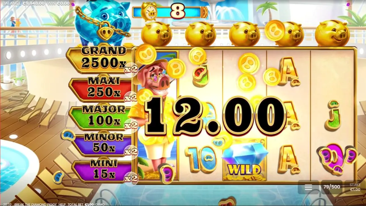 Tampilan visual slot Break the Diamond Piggy dengan tema kapal pesiar mewah